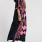 Charming Peacock Embroidery Split V-Neck 3/4 Sleeve Caftan