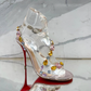 Women's Clear Transparent High Heel Sandals with Multicolor Rhinestones