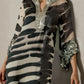 Silver Sequin Trimmed Abstract Kaftan Dress