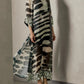 Silver Sequin Trimmed Abstract Kaftan Dress