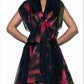 Tie-Wrap Chiffon Abstract Print Long Dress