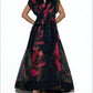 Tie-Wrap Chiffon Abstract Print Long Dress