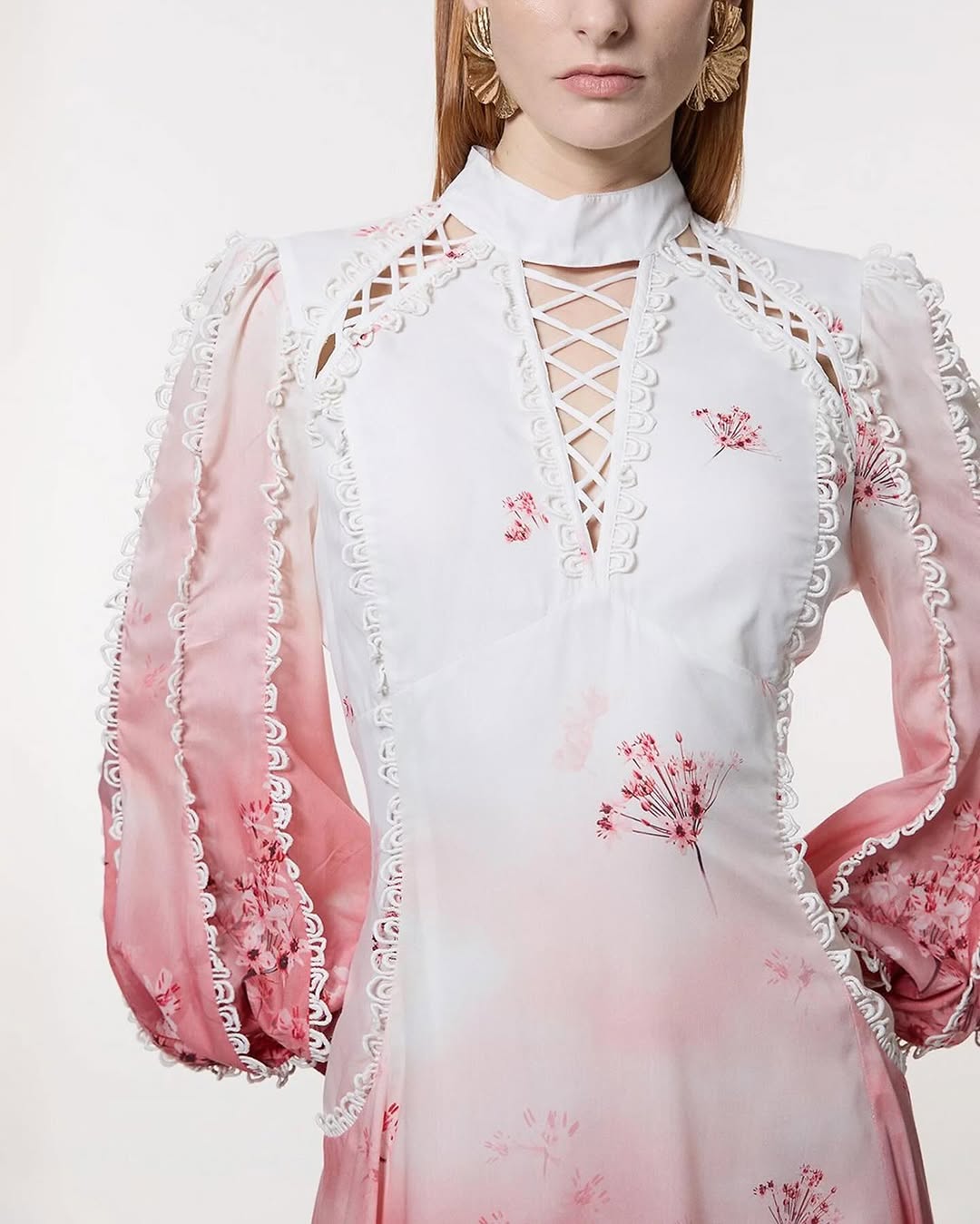 Romantic Floral Print Puff Sleeve Dress