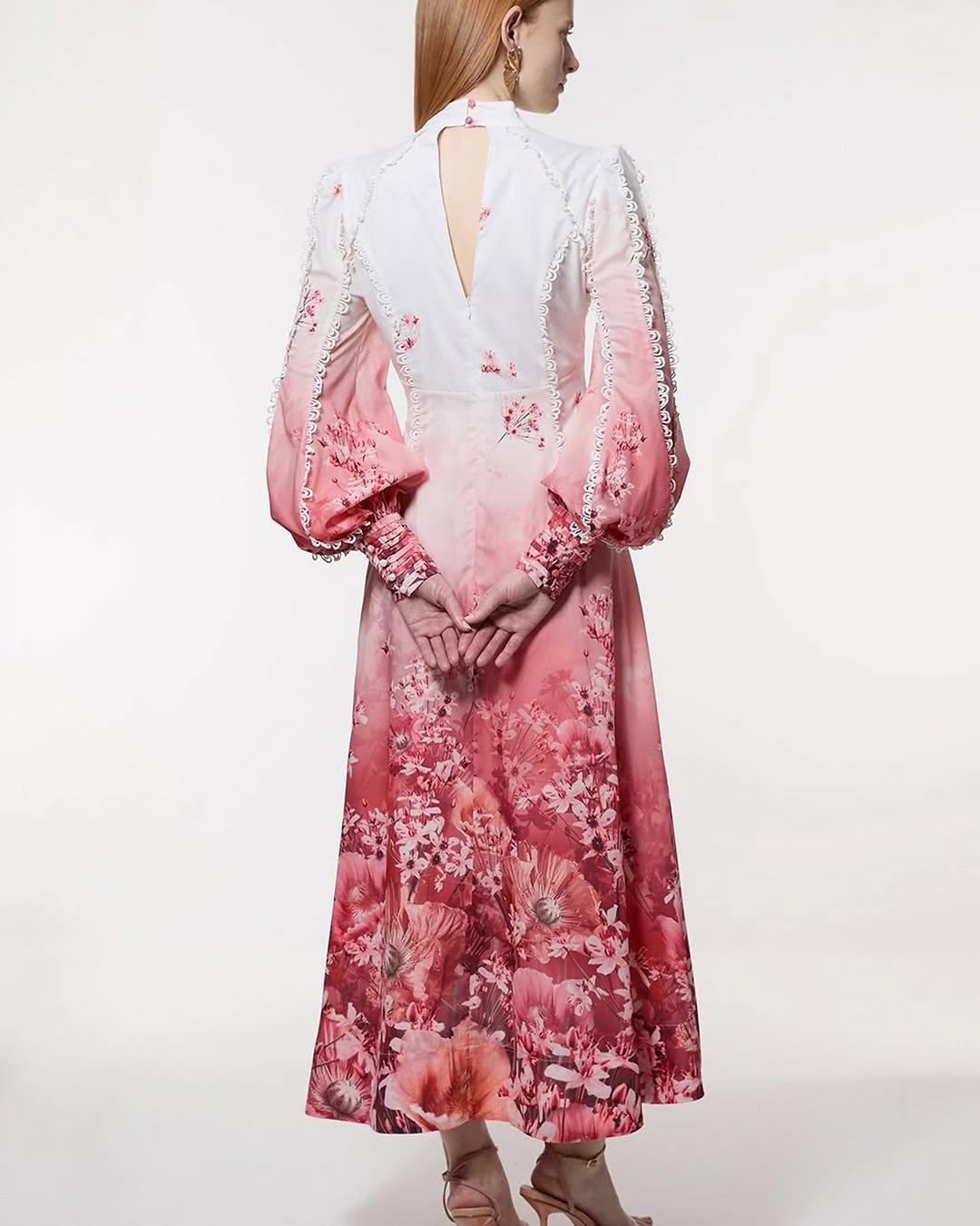 Romantic Floral Print Puff Sleeve Dress