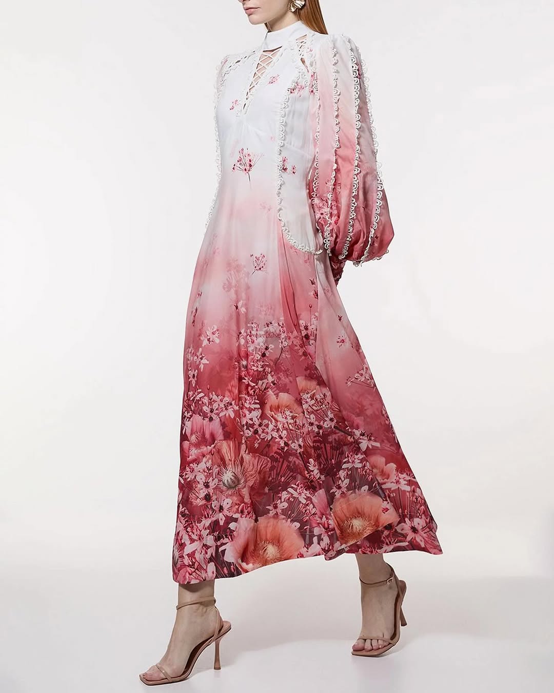 Romantic Floral Print Puff Sleeve Dress