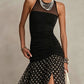 Black Sheer Polka Dot Chiffon Sleeveless Maxi Dress