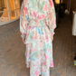 Romantic Garden Floral Chiffon Long Dress