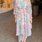 Romantic Garden Floral Chiffon Long Dress