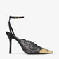 Lace Pumps with Metal Lace Detail