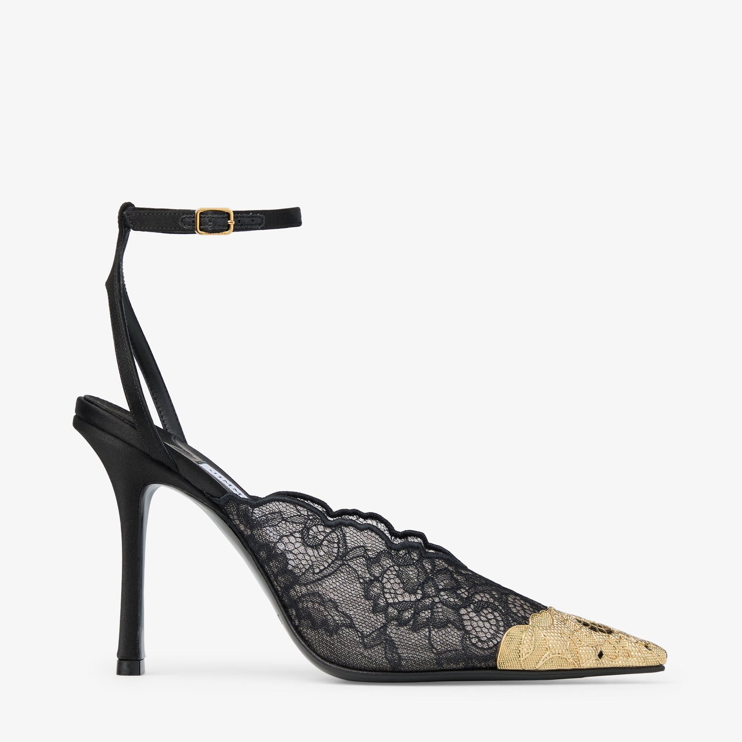 Lace Pumps with Metal Lace Detail