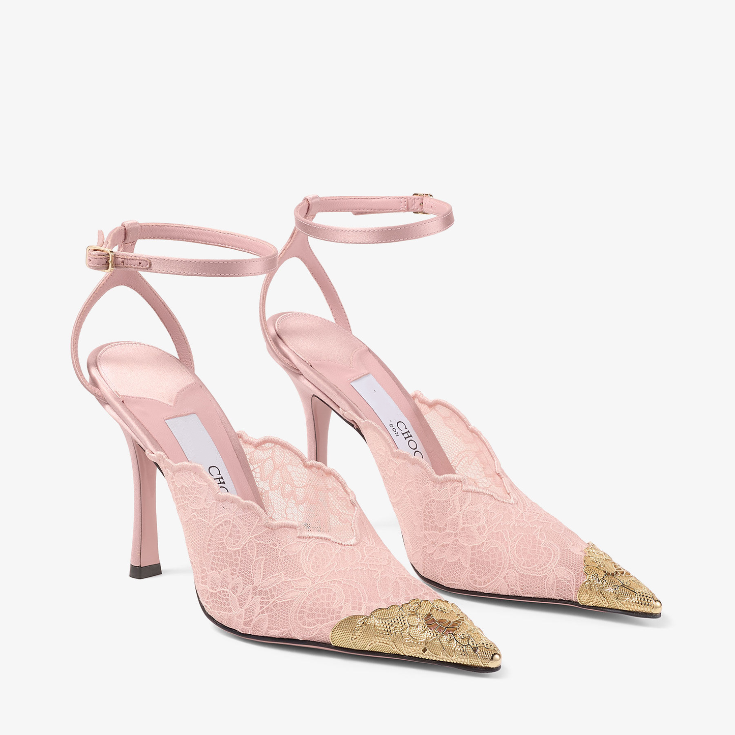 Lace Pumps with Metal Lace Detail