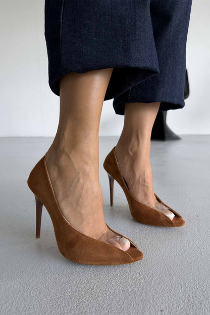 Women's Clear PVC Peep Toe Pointed Toe Stiletto High Heel Pumps