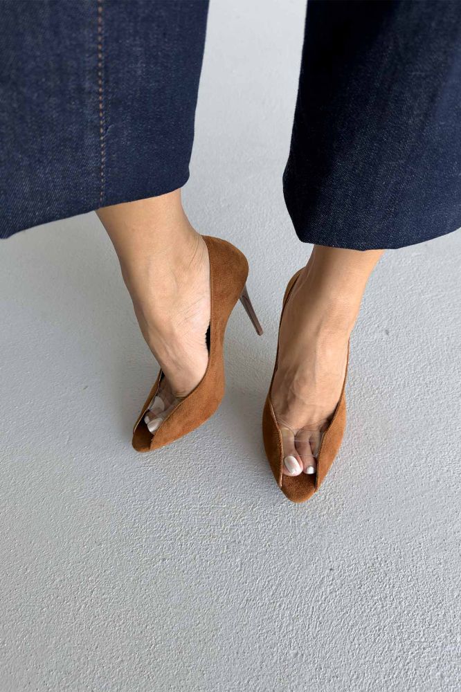 Women's Clear PVC Peep Toe Pointed Toe Stiletto High Heel Pumps