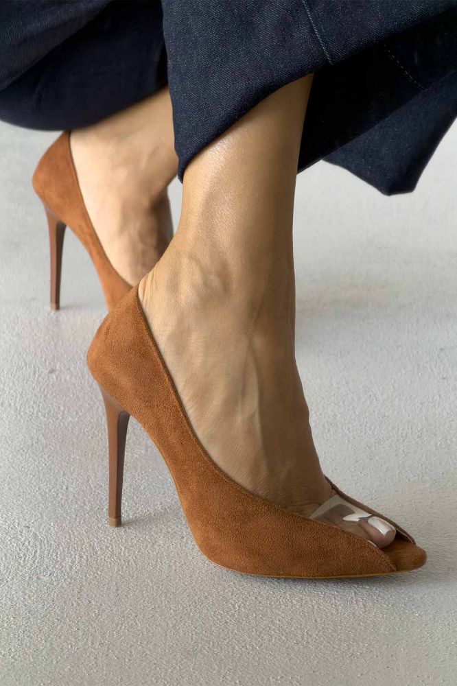 Women's Clear PVC Peep Toe Pointed Toe Stiletto High Heel Pumps