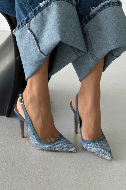 Women’s Elegant Pointed Toe Backless Slingback Stiletto Heels
