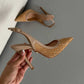 Women’s Elegant Pointed Toe Backless Slingback Stiletto Heels