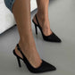 Women’s Elegant Pointed Toe Backless Slingback Stiletto Heels