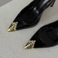 Women's Stiletto Heel Pumps - Luxury Rhinestone & Metal Cap Toe