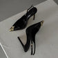 Women's Stiletto Heel Pumps - Luxury Rhinestone & Metal Cap Toe