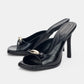 Women's Open-Toe Gold Metal Accent Stiletto Mules