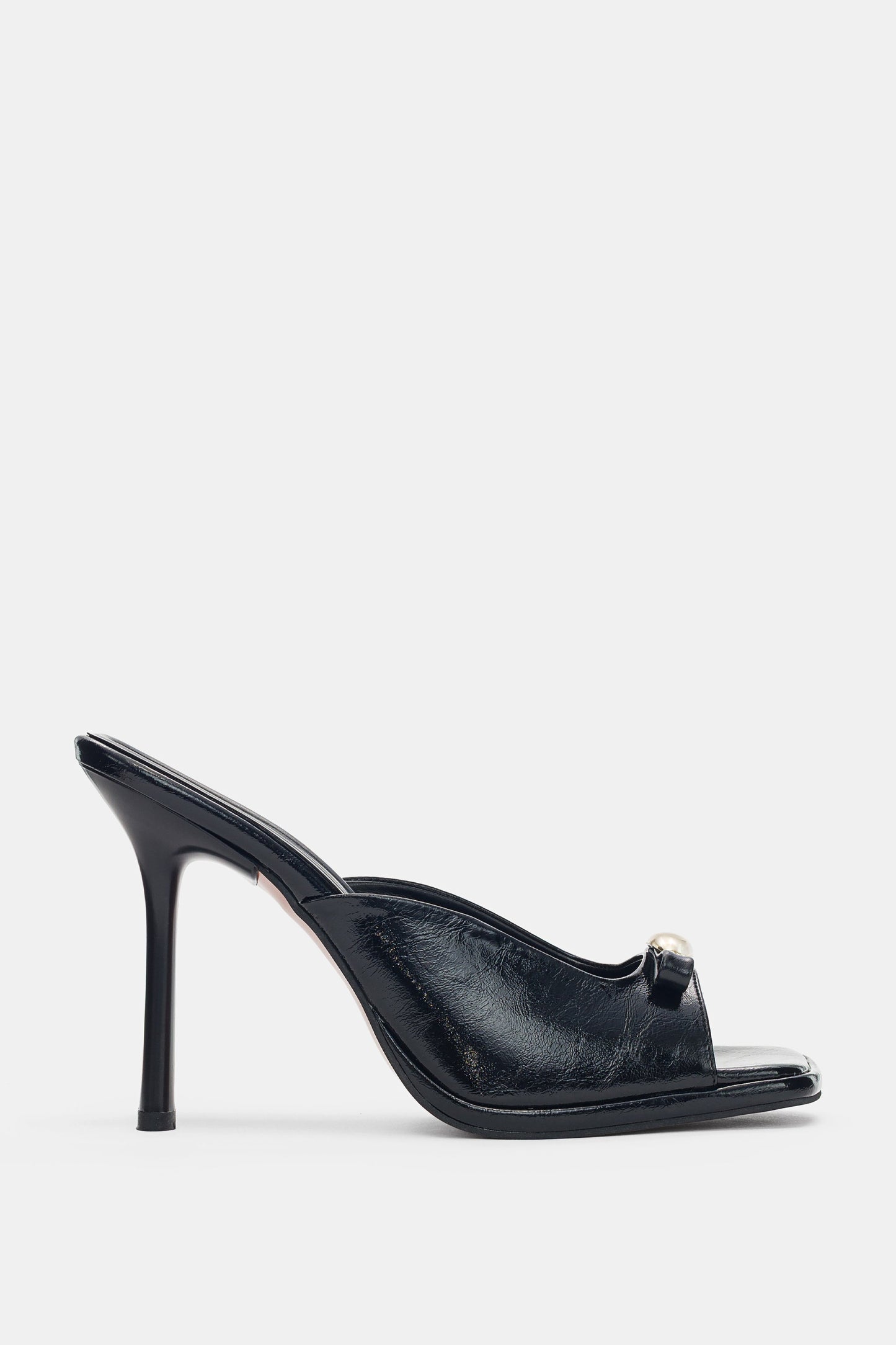 Women's Open-Toe Gold Metal Accent Stiletto Mules