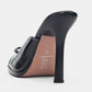 Women's Open-Toe Gold Metal Accent Stiletto Mules