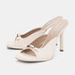 Women's Open-Toe Gold Metal Accent Stiletto Mules
