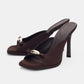 Women's Open-Toe Gold Metal Accent Stiletto Mules