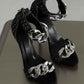 Women's Gold Chain-Embellished Black Suede Stiletto Sandals
