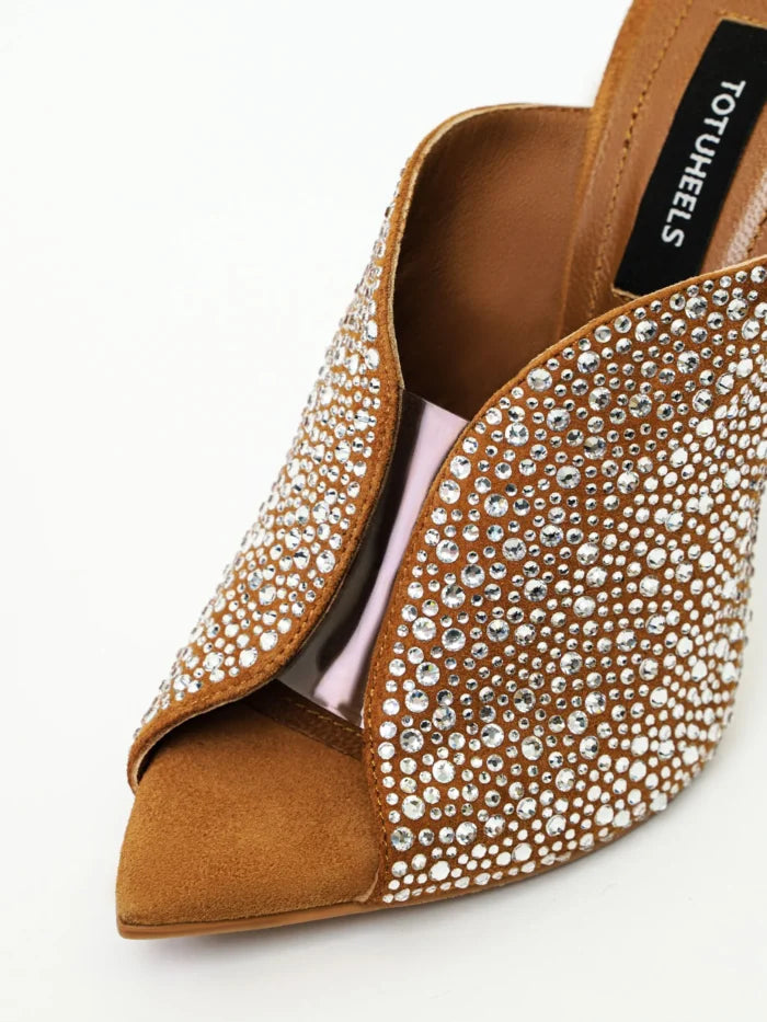Women's Sparkling Rhinestone High Heel Mule Sandals