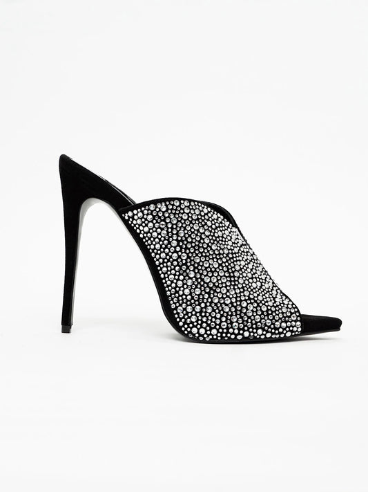 Women's Sparkling Rhinestone High Heel Mule Sandals