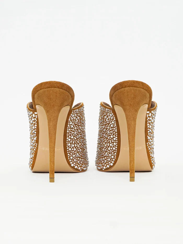Women's Sparkling Rhinestone High Heel Mule Sandals