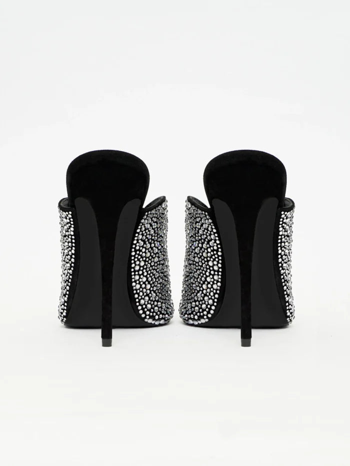 Women's Sparkling Rhinestone High Heel Mule Sandals