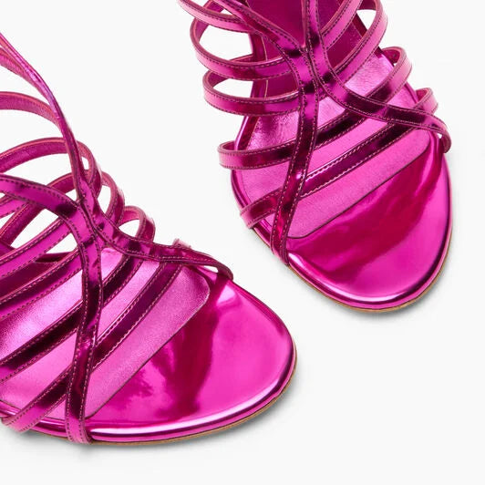 Women's Metallic Open-Toe Slingback High Heel Sandals