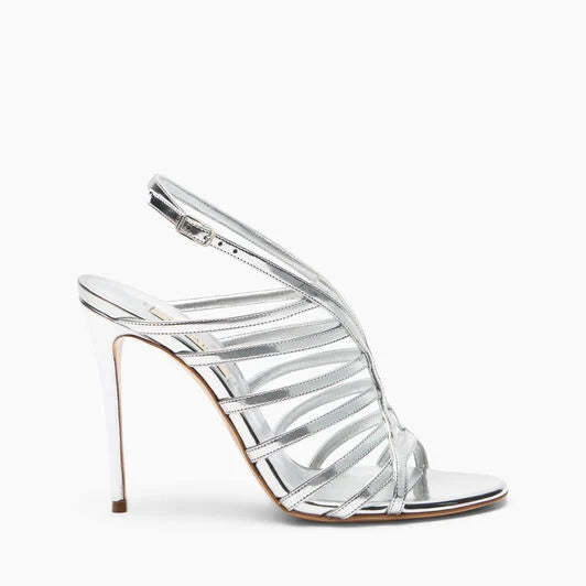Women's Metallic Open-Toe Slingback High Heel Sandals