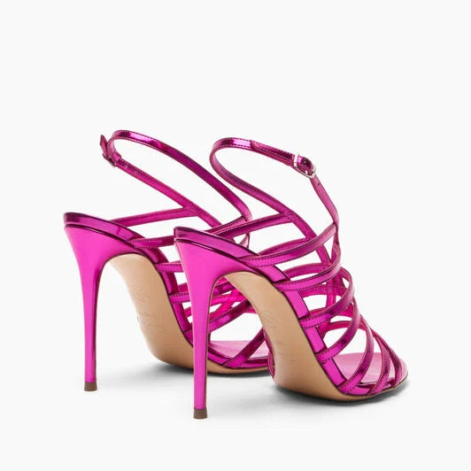 Women's Metallic Open-Toe Slingback High Heel Sandals