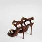 Women's Embellished Satin and Patent Leather Evening Heel Sandals
