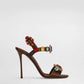 Women's Embellished Satin and Patent Leather Evening Heel Sandals