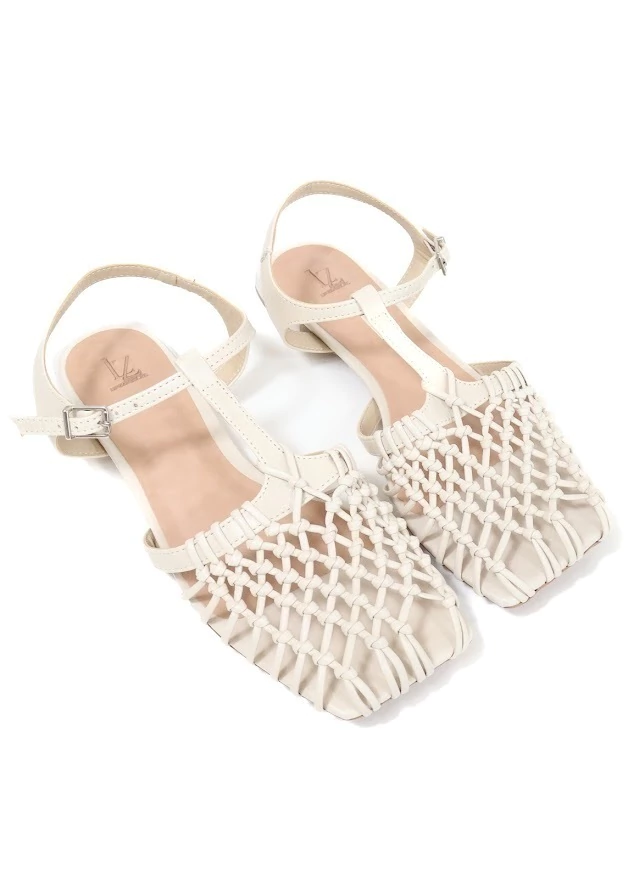 Women's Summer Braided Closed-Toe T-Strap Flat Sandals