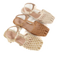Women's Summer Braided Closed-Toe T-Strap Flat Sandals