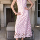 Light Pink Collared Floral Lace Maxi Dress