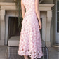Light Pink Collared Floral Lace Maxi Dress