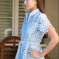 Belted Short Sleeve Lace Midi Dress