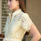 Belted Short Sleeve Lace Midi Dress
