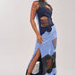 Distressed Asymmetrical Denim Maxi Dress
