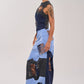 Distressed Asymmetrical Denim Maxi Dress