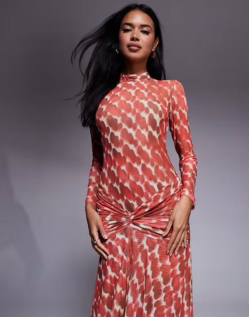 Mesh Long-Sleeve Dress