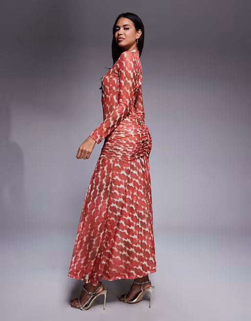 Mesh Long-Sleeve Dress