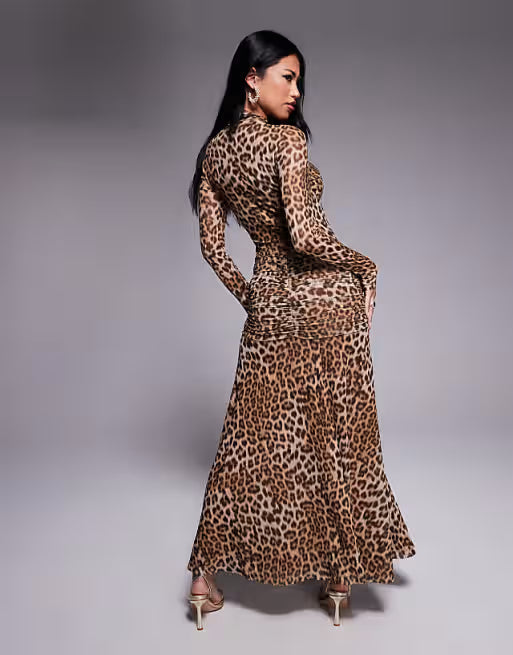 Mesh Long-Sleeve Dress