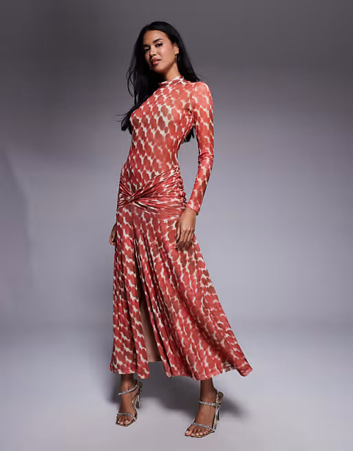 Mesh Long-Sleeve Dress